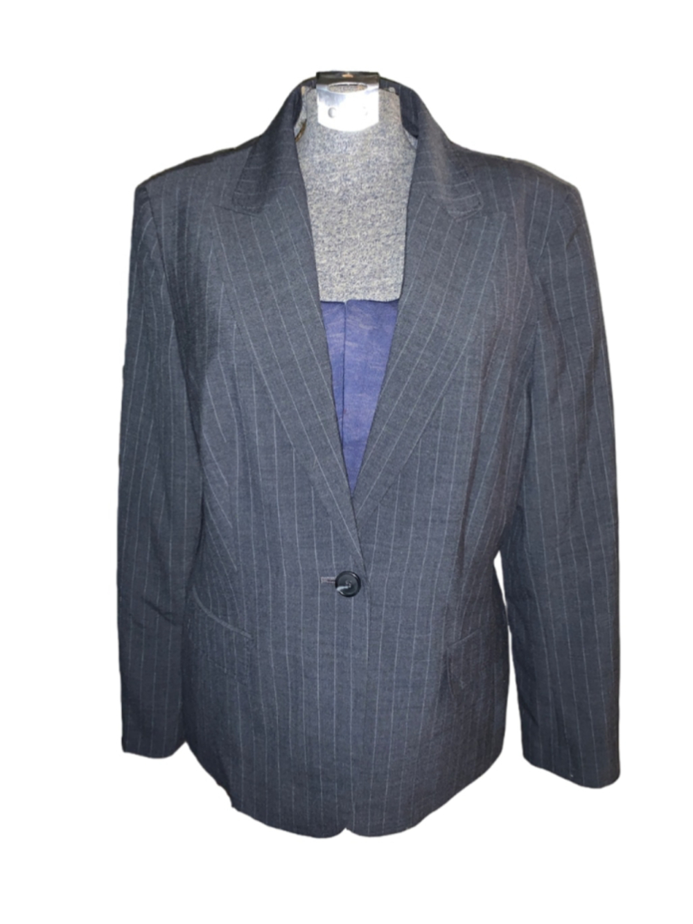 Women's Jones New York Pinstripe Blazer, Size 14, Grey and White